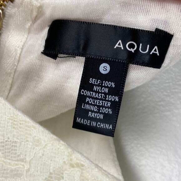 Aqua Bloomingdales White Lace Overlay Dress Sheer Accent Sleeveless Size Small - Picture 11 of 12